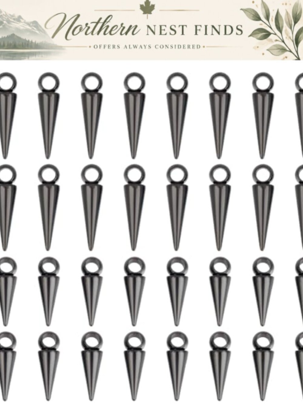 Titanium Steel Cone Spike Charms 32pc DIY Jewelry Making Findings